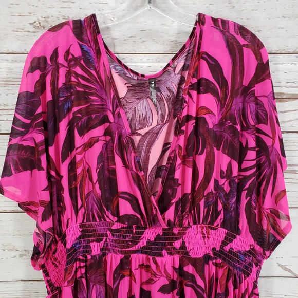 Torrid Women's Pink Mesh Smock Waist Cover Up Dress Size 4 - Picture 4 of 15